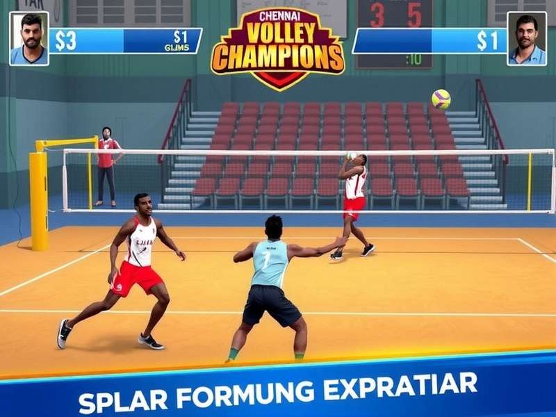 Intense volleyball action in Chennai Volley Champions Chennai Volley Champions Gameplay Screenshot